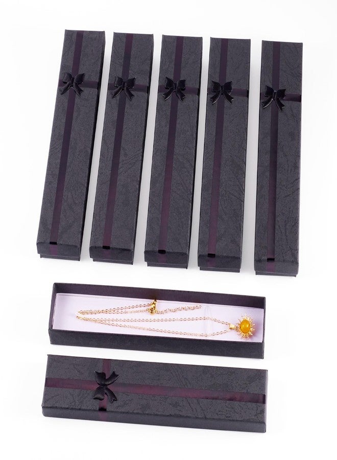 Craftdady 12Pcs Black Necklace Jewelry Gift Boxes Rectangle Cardboard Paper Jewelry Boxes with Bowknot Ribbon Long Empty Jewelry Display Boxes for Festival Birthday Wedding, 7.87 x 1.61 x 0.87 Inch - Image 1